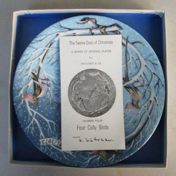 Replacement 1973 Haviland Limoges Plate 12 Days of Christmas, Four Coly Birds - Picture 2 of 9
